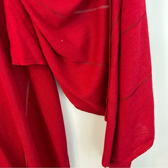 NWT Chico's Red Shadow Stripe Ruana Shawl/Covering Long Cardigan Sweater O/S - Picture 12 of 13